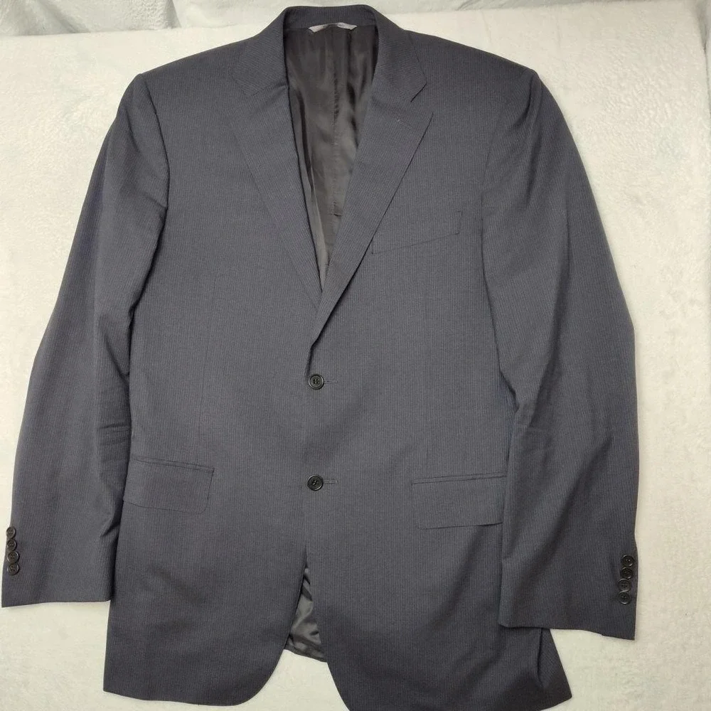 Canali Suit‎ Jacket Mens 52 42R Gray Pinstripe Wool 2 Button Blazer Made Italy